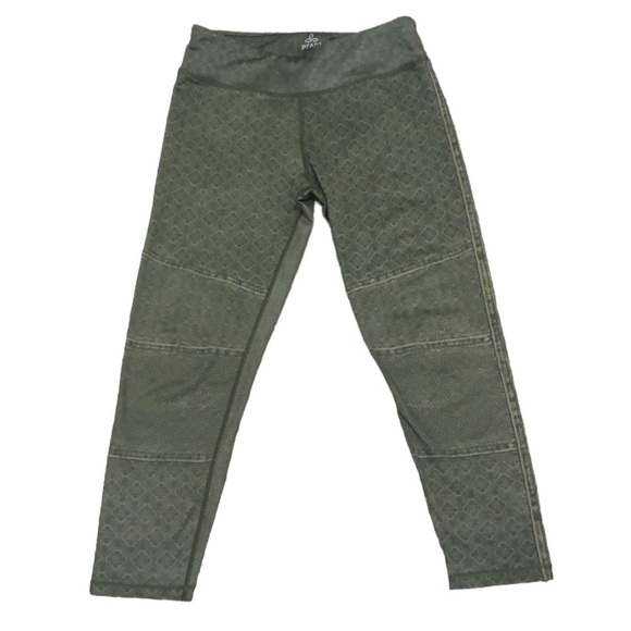 Prana Pants - PrAna Moto Cropped Leggings Size Medium Cargo Green Mixed Floral Print